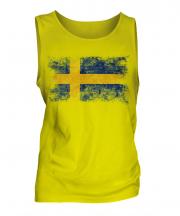 Sweden Distressed Flag Mens Vest