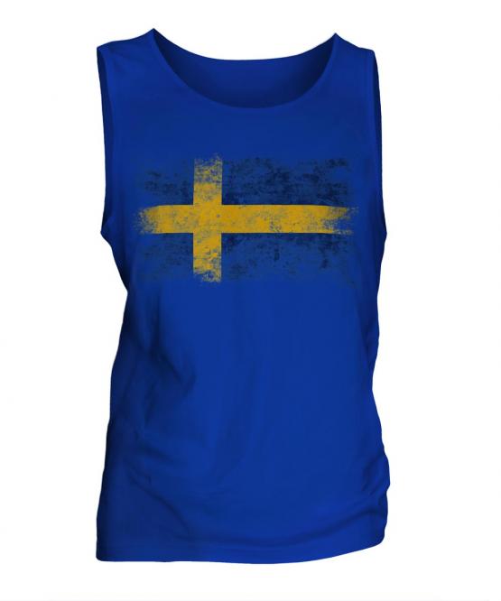 Sweden Distressed Flag Mens Vest