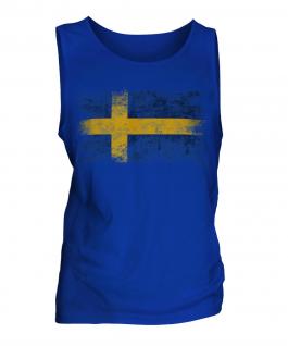 Sweden Distressed Flag Mens Vest