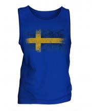 Sweden Distressed Flag Mens Vest