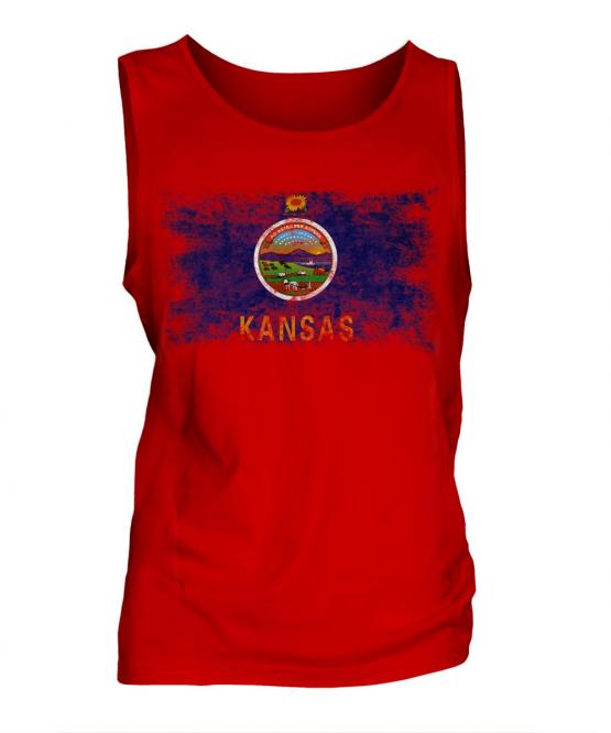 Kansas State Distressed Flag Mens Vest