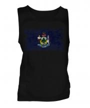 Maine State Distressed Flag Mens Vest