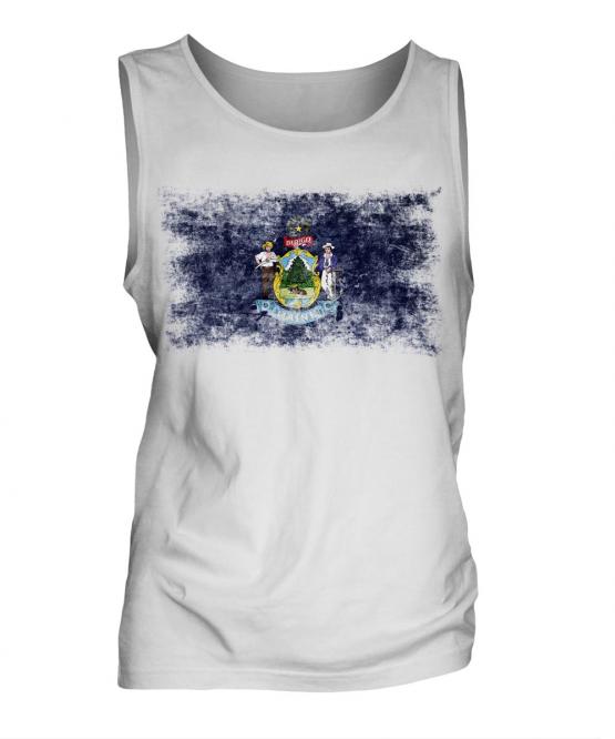 Maine State Distressed Flag Mens Vest