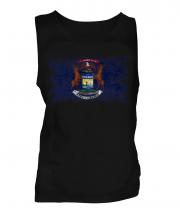 Michigan State Distressed Flag Mens Vest