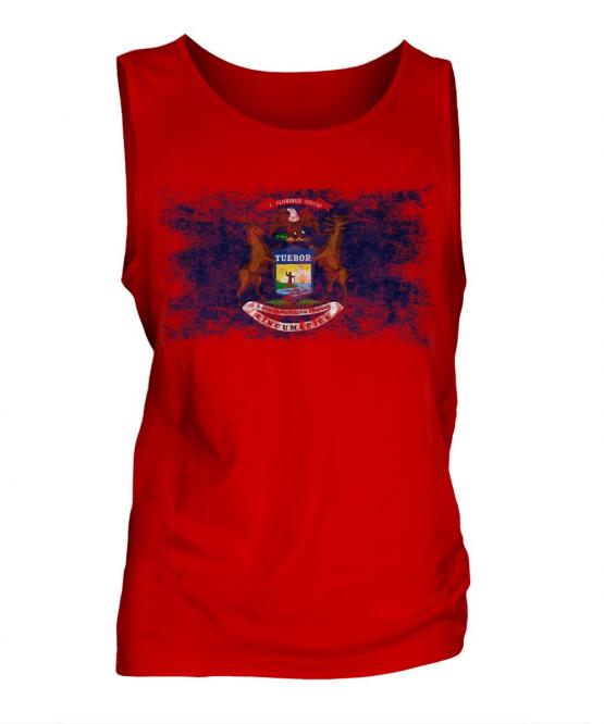 Michigan State Distressed Flag Mens Vest
