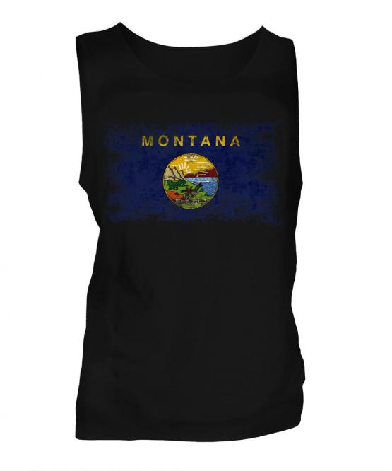 Montana State Distressed Flag Mens Vest