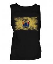 New Jersey State Distressed Flag Mens Vest