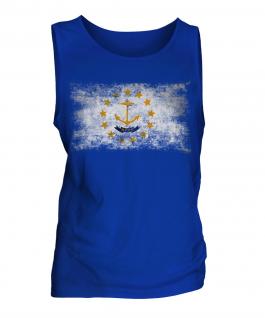 Rhode Island State Distressed Flag Mens Vest