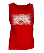 Rhode Island State Distressed Flag Mens Vest