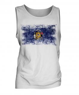 Wisconsin State Distressed Flag Mens Vest