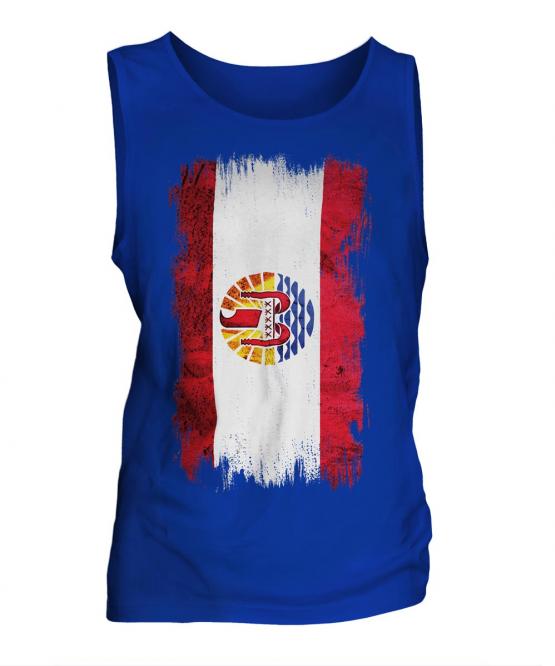 French Polynesia Grunge Flag Mens Vest