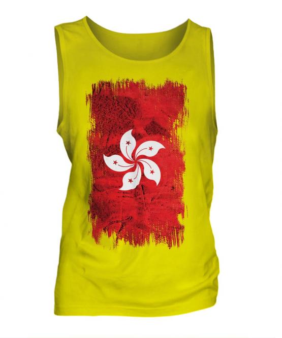 Hong Kong Grunge Flag Mens Vest