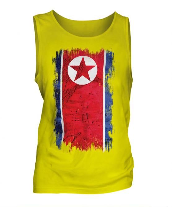 North Korea Grunge Flag Mens Vest