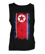 North Korea Grunge Flag Mens Vest