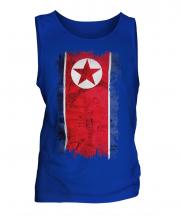 North Korea Grunge Flag Mens Vest