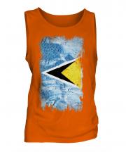 Saint Lucia Grunge Flag Mens Vest