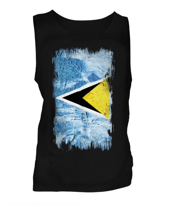 Saint Lucia Grunge Flag Mens Vest