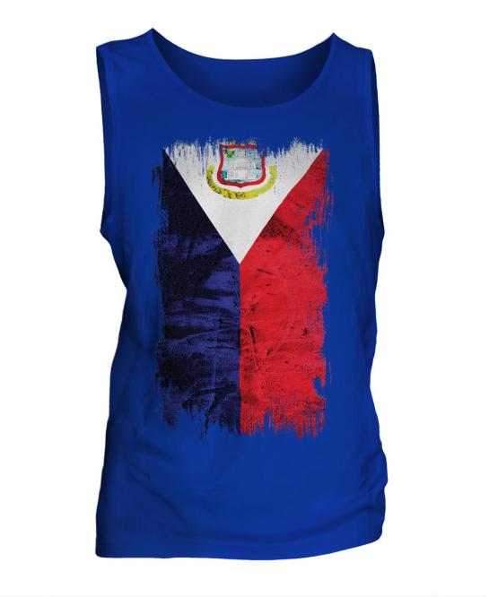 Saint Martin Grunge Flag Mens Vest