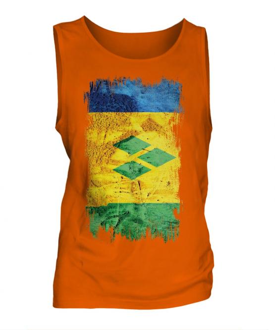 Saint Vincents And The Grenadines Grunge Flag Mens Vest