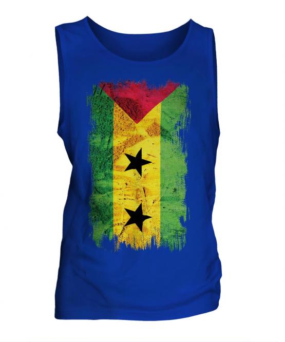 Sao Tome E Principe Grunge Flag Mens Vest