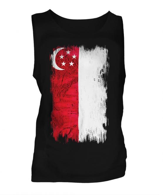 Singapore Grunge Flag Mens Vest