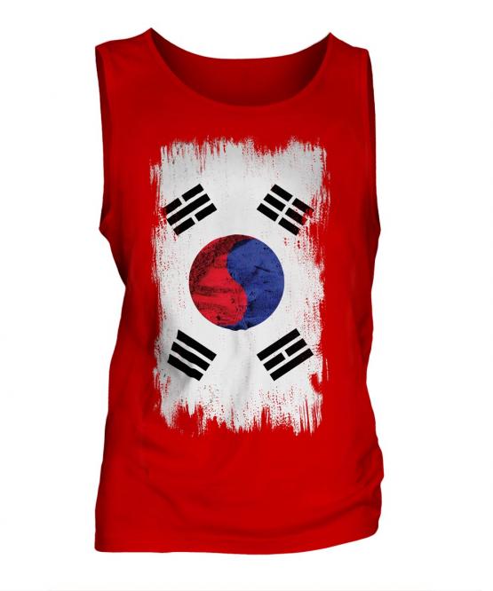 South Korea Grunge Flag Mens Vest