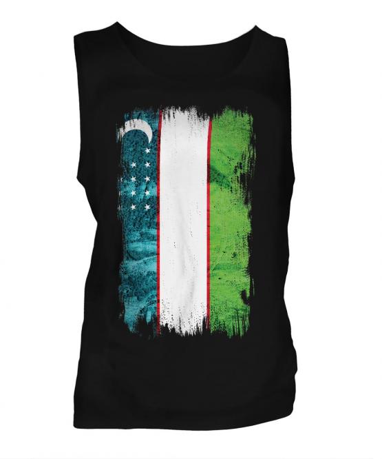 Uzbekistan Grunge Flag Mens Vest