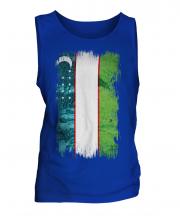 Uzbekistan Grunge Flag Mens Vest