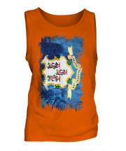 Connecticut State Grunge Flag Mens Vest