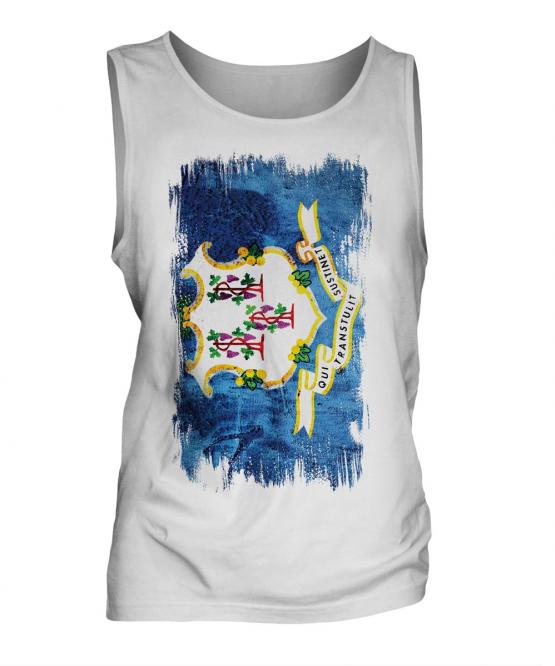 Connecticut State Grunge Flag Mens Vest