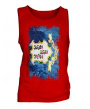 Connecticut State Grunge Flag Mens Vest