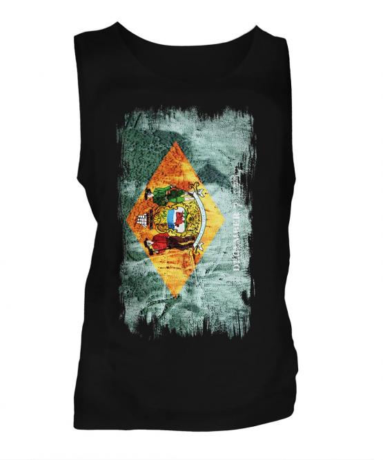 Delaware State Grunge Flag Mens Vest