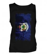 Maine State Grunge Flag Mens Vest