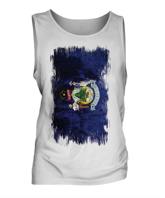 Maine State Grunge Flag Mens Vest