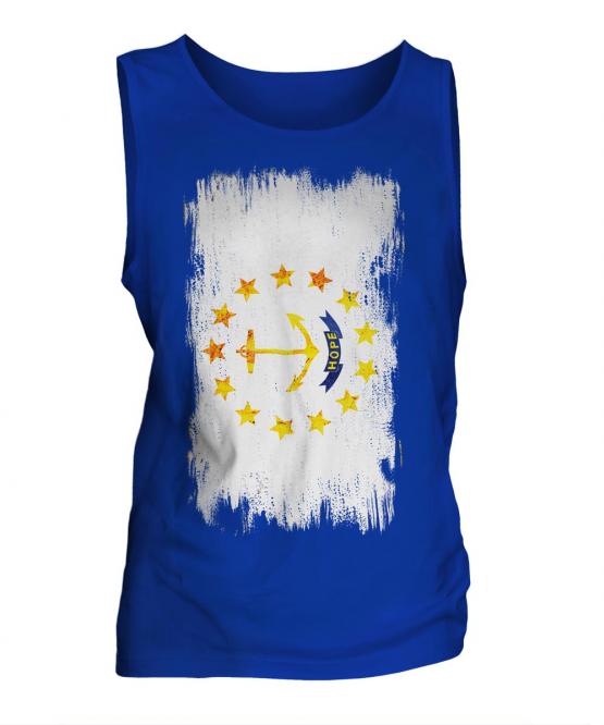 Rhode Island State Grunge Flag Mens Vest