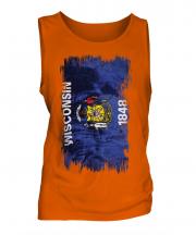 Wisconsin State Grunge Flag Mens Vest