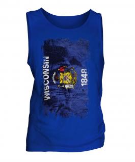 Wisconsin State Grunge Flag Mens Vest