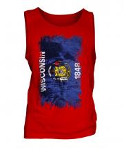 Wisconsin State Grunge Flag Mens Vest