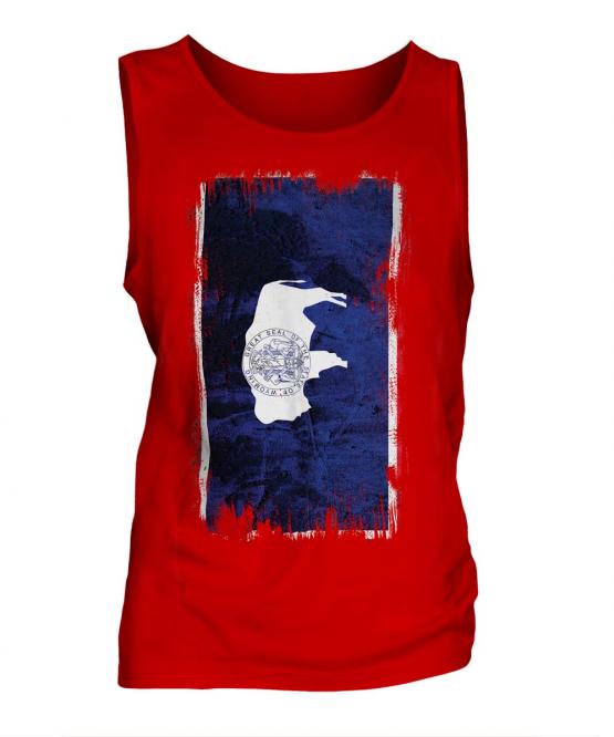 Wyoming State Grunge Flag Mens Vest