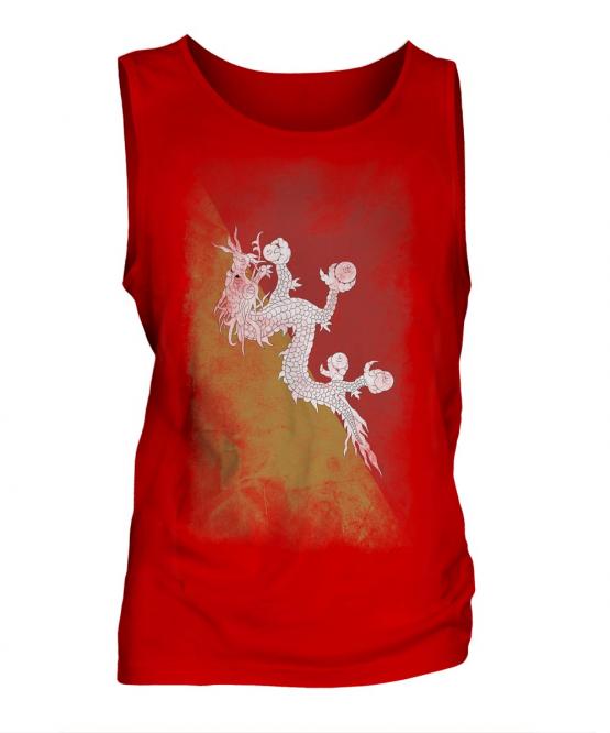 Bhutan Faded Flag Mens Vest