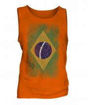 Brazil Faded Flag Mens Vest