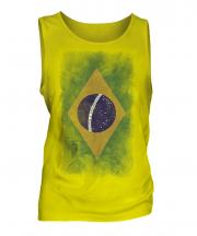 Brazil Faded Flag Mens Vest
