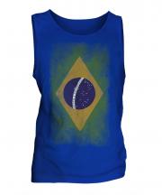 Brazil Faded Flag Mens Vest