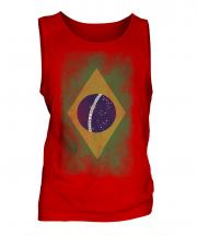 Brazil Faded Flag Mens Vest