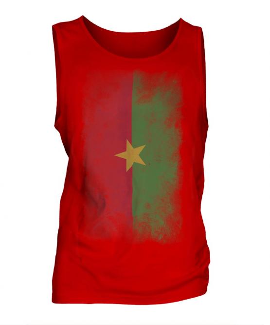 Burkina Faso Faded Flag Mens Vest