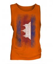 Cambodia Faded Flag Mens Vest