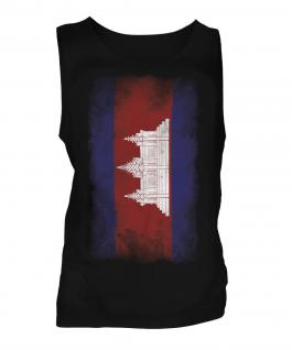 Cambodia Faded Flag Mens Vest