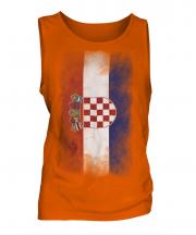 Croatia Faded Flag Mens Vest