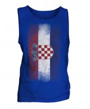 Croatia Faded Flag Mens Vest