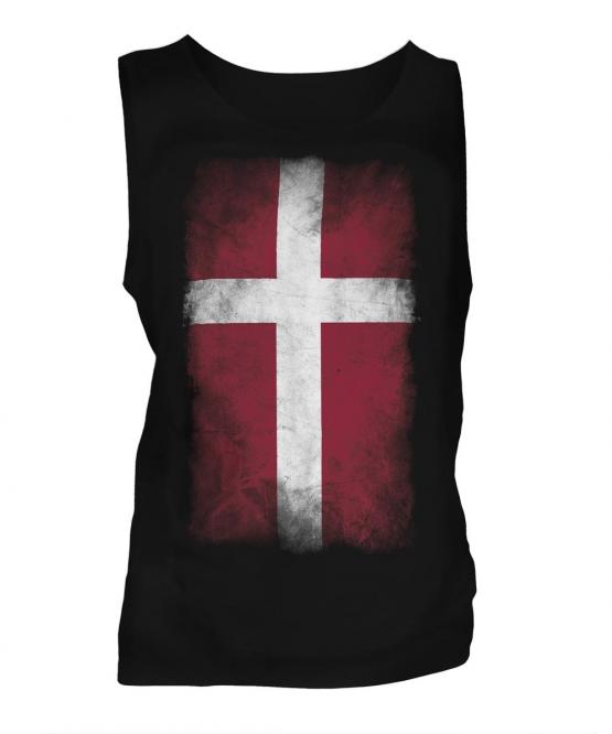 Denmark Faded Flag Mens Vest
